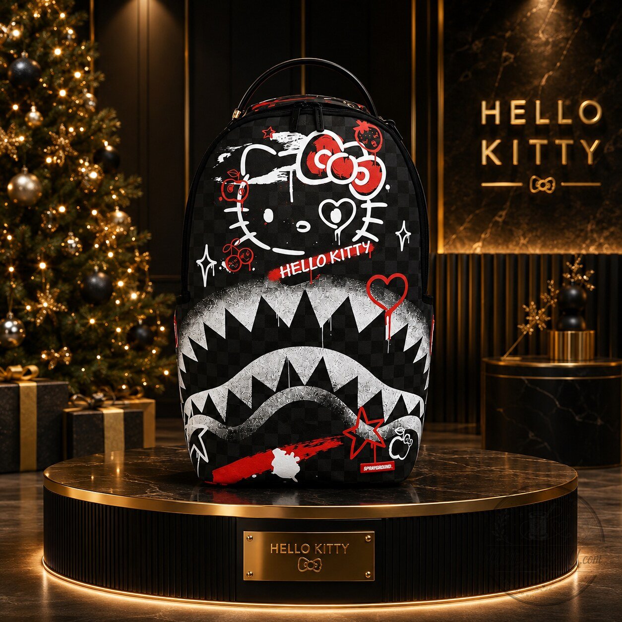 Hello Kitty Shark Teeth Graffiti Streetwear Backpack 4 Hello Kitty Shark Teeth Graffiti Streetwear Backpack