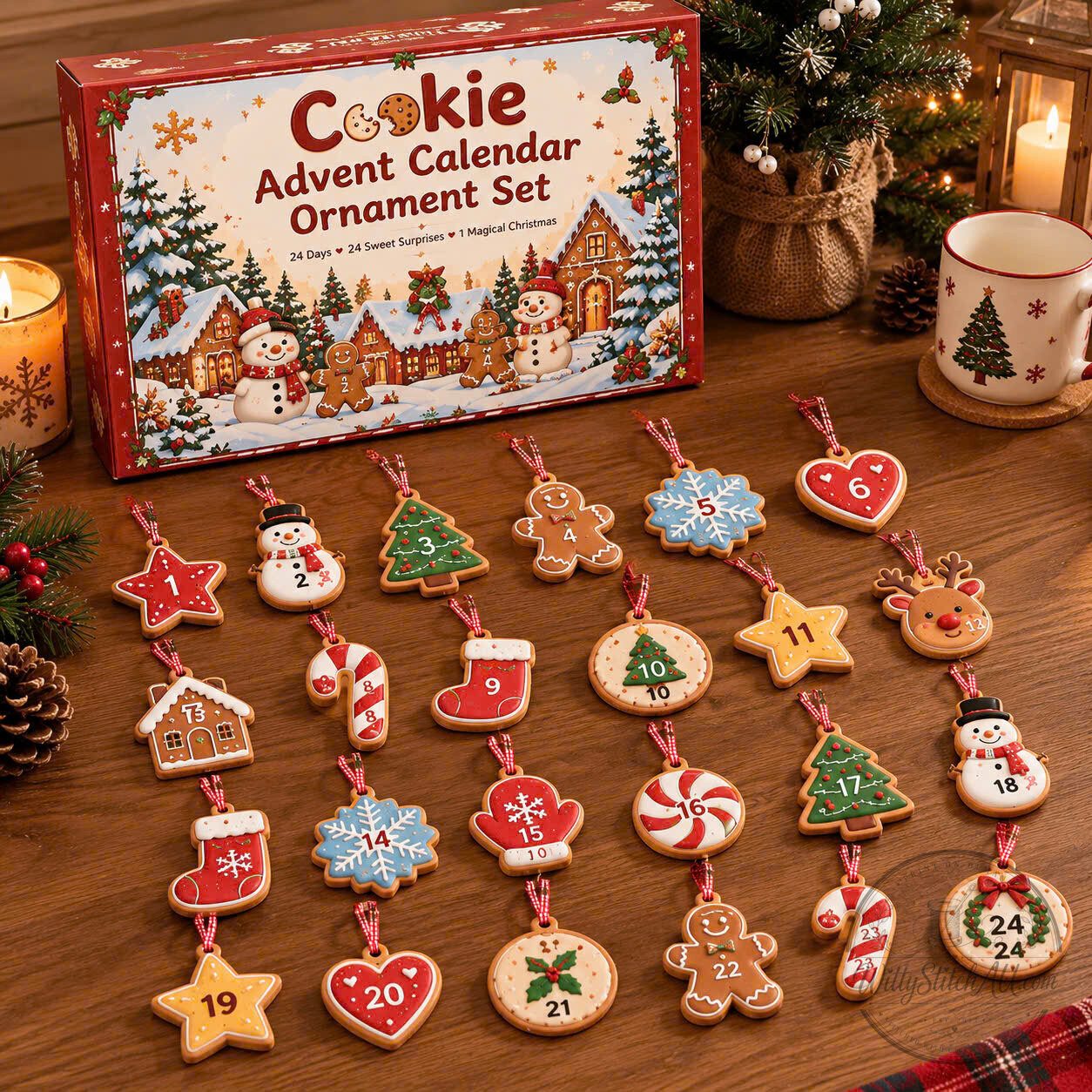 Cookie Advent Calendar Christmas Ornaments Set 24 Piece Holiday Tree Decorations 8 Cookie Advent Calendar Christmas Ornaments Set 24 Piece Holiday Tree Decorations