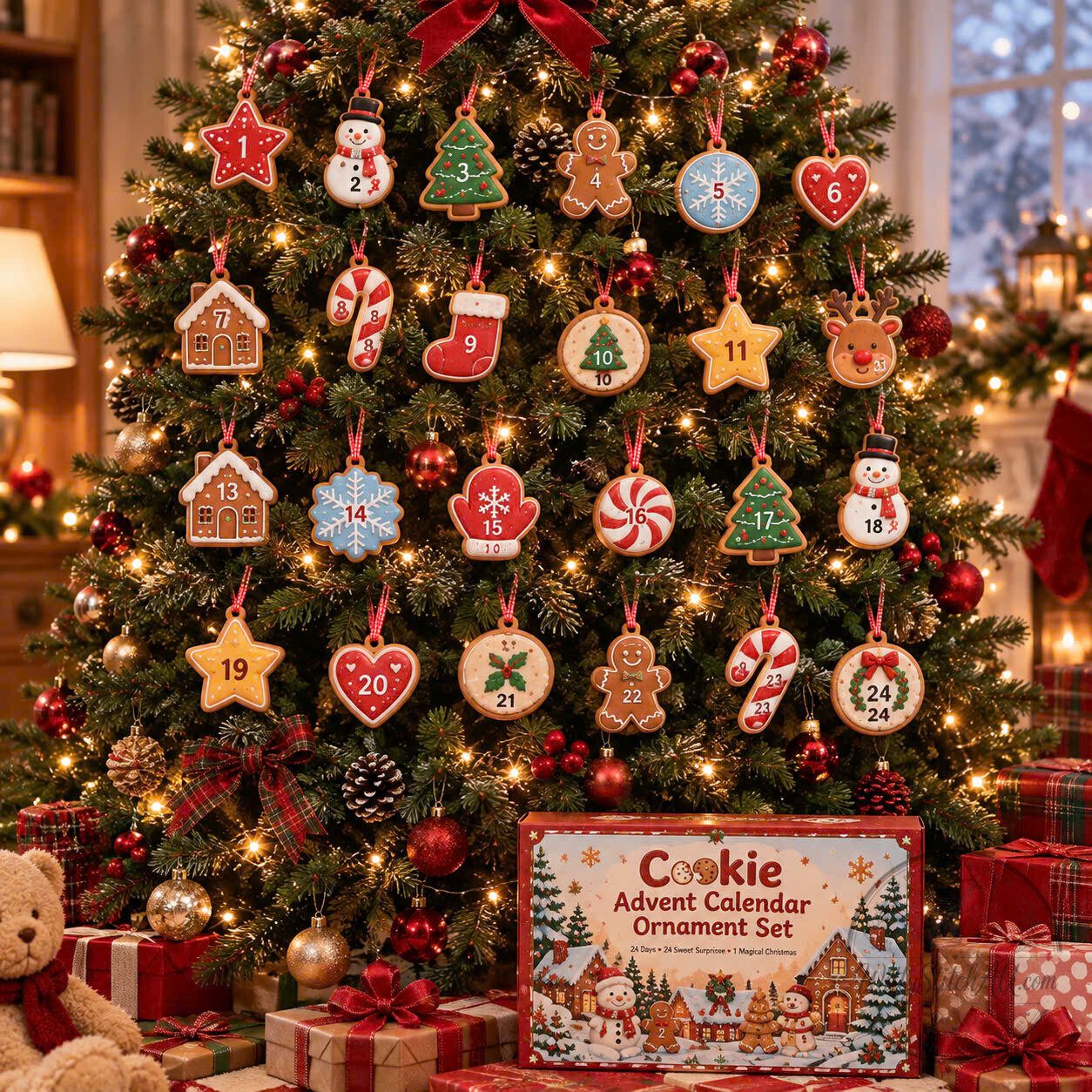 Cookie Advent Calendar Christmas Ornaments Set 24 Piece Holiday Tree Decorations 9 Cookie Advent Calendar Christmas Ornaments Set 24 Piece Holiday Tree Decorations