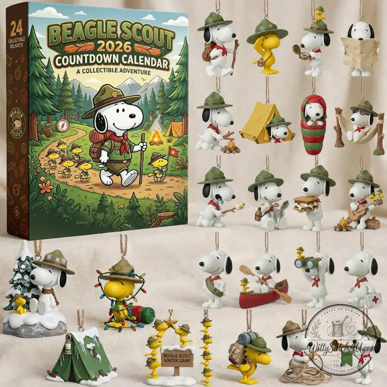 Beagle Scout 2026 Advent Calendar 24 Piece Christmas Ornaments Set Christmas Tree Decorations 4 Cheese Advent Calendar 2026 24 Days Christmas