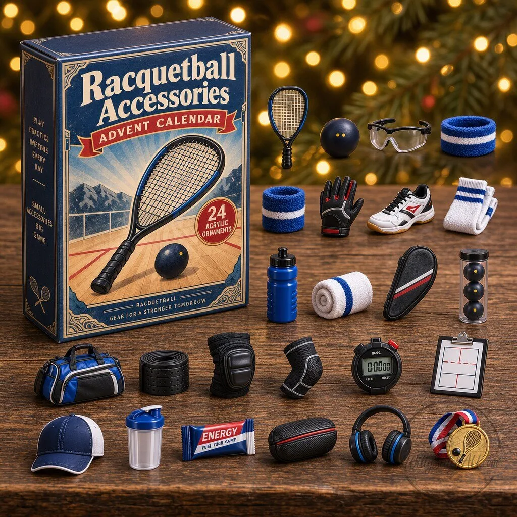 Racquetball Accessories Advent Calendar 24 Acrylic Ornaments Christmas