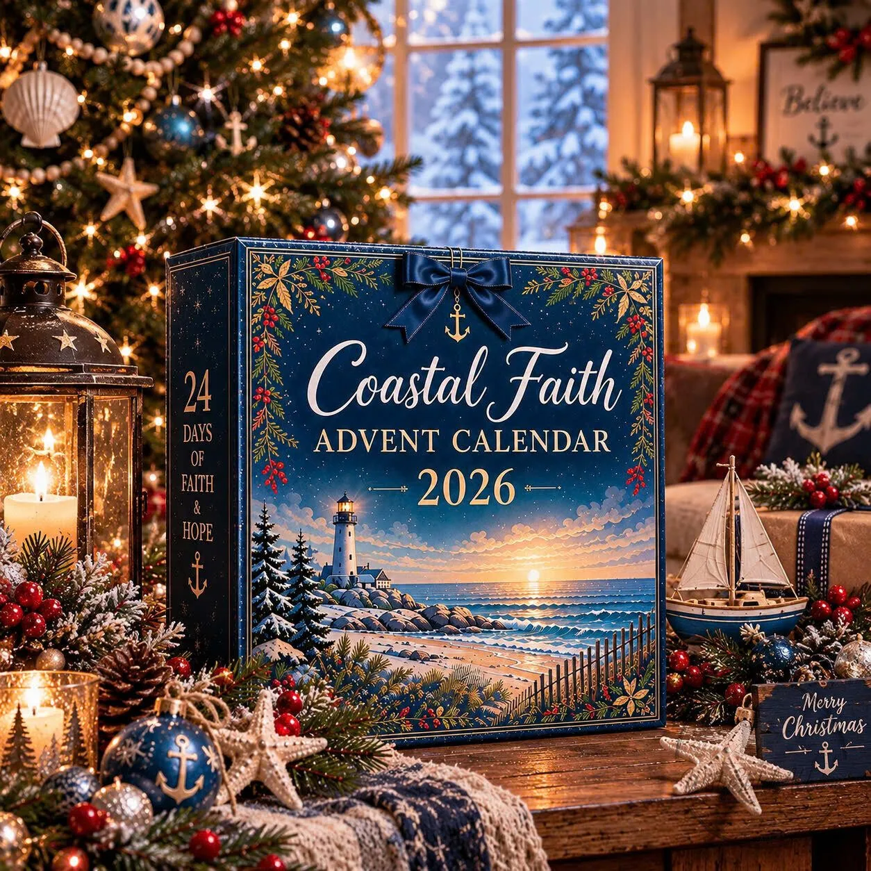 Coastal Faith Advent Calendar 2026 24 Acrylic Ornaments Christmas