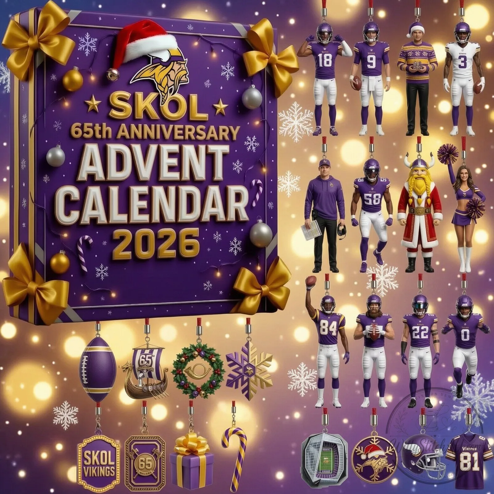 Minnesota Vikings SKOL 65th Anniversary Advent Calendar 2026 Christmas
