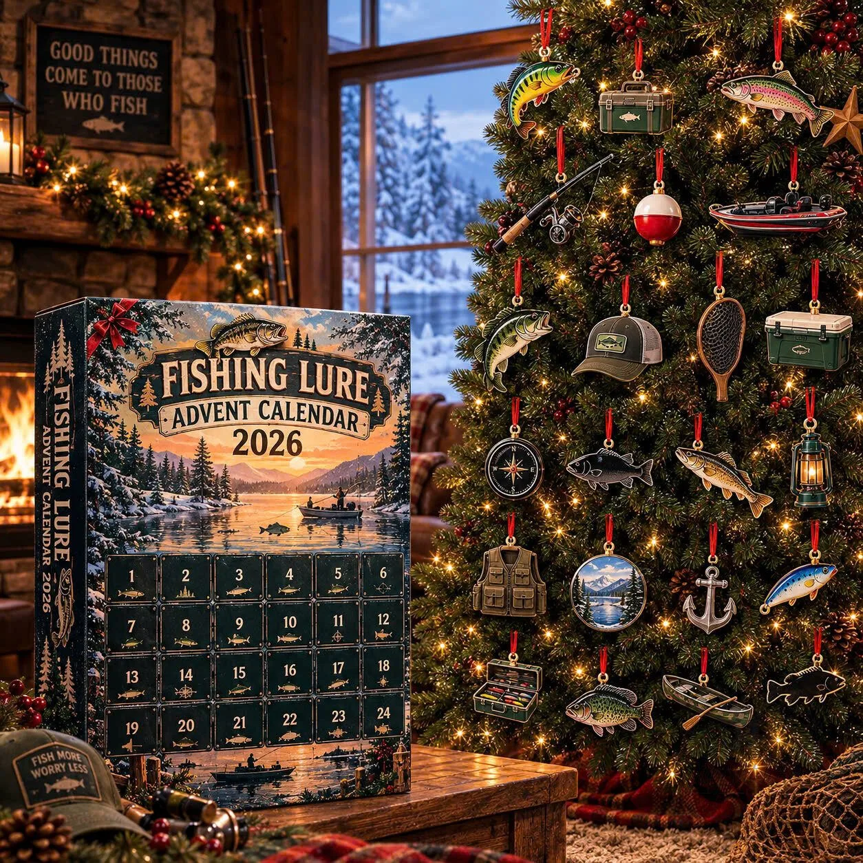 Fishing Lure Advent Calendar Christmas Countdown Holiday Ornaments